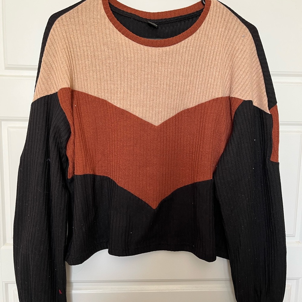SHEIN Plus Chevron Crop Sweater